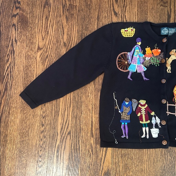 Vintage 90s Knit Embroidered Cardigan Sweater - Picture 6 of 9